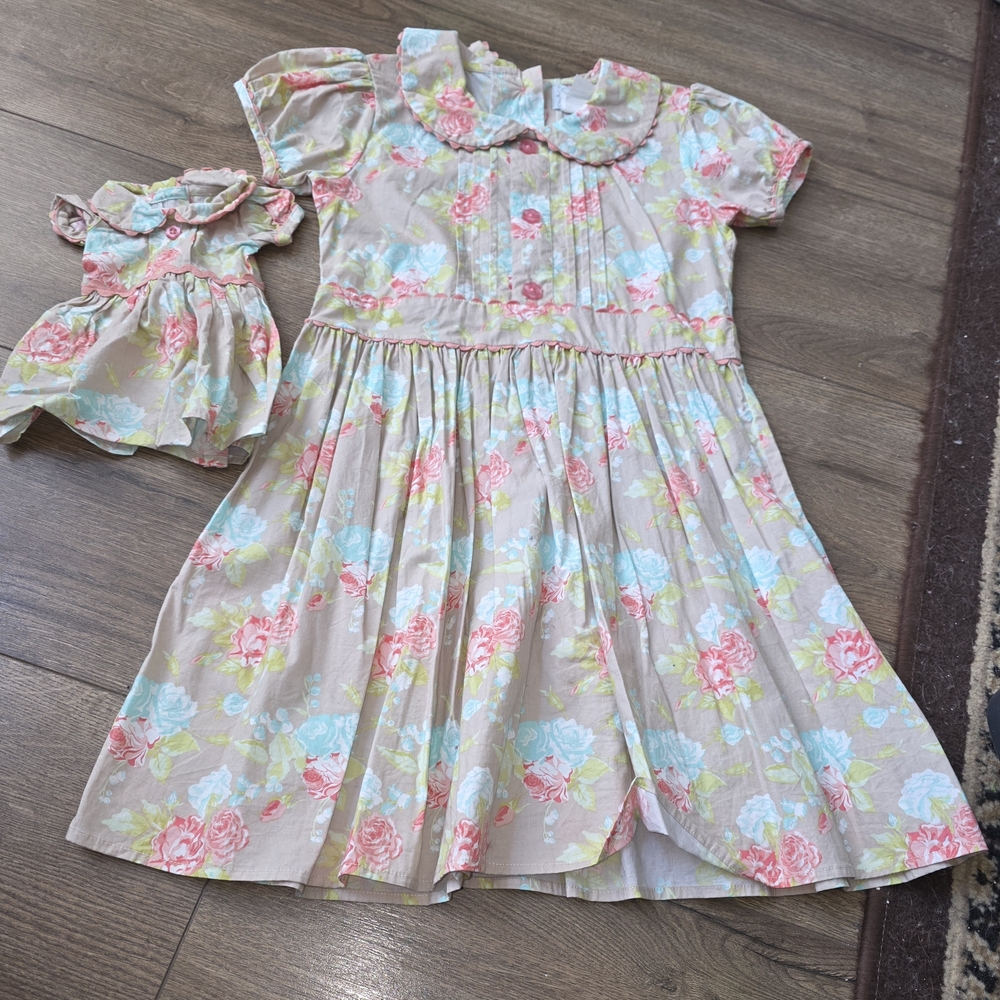 Charming Floral Kids Dress - Pink and Blue